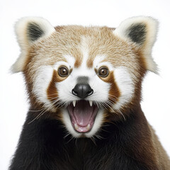 Obraz premium Red Panda Portrait: Open-mouthed Close-up.