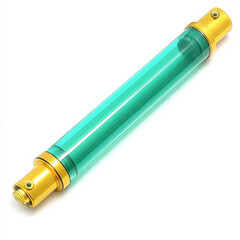 Teal translucent tube with gold end caps.