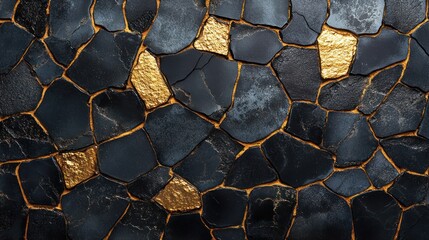 Textured black and gold stone surface with unique patterns