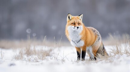 Fototapeta premium Majestic Red Fox in Snow | Stunning Wildlife Photography