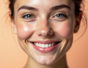 A woman with green eyes and a smile