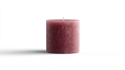 Round Purple Candle on White Background with Minimalist Design