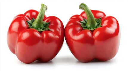 Fresh Red Bell Peppers Isolated on White Background for Cooking