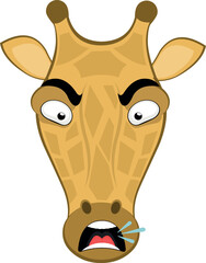 vector illustration emoji head character giraffe cartoon, with an angry expression, talking and screaming