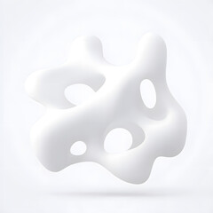 White Organic metaball shape 3d illustration isolated on white background
