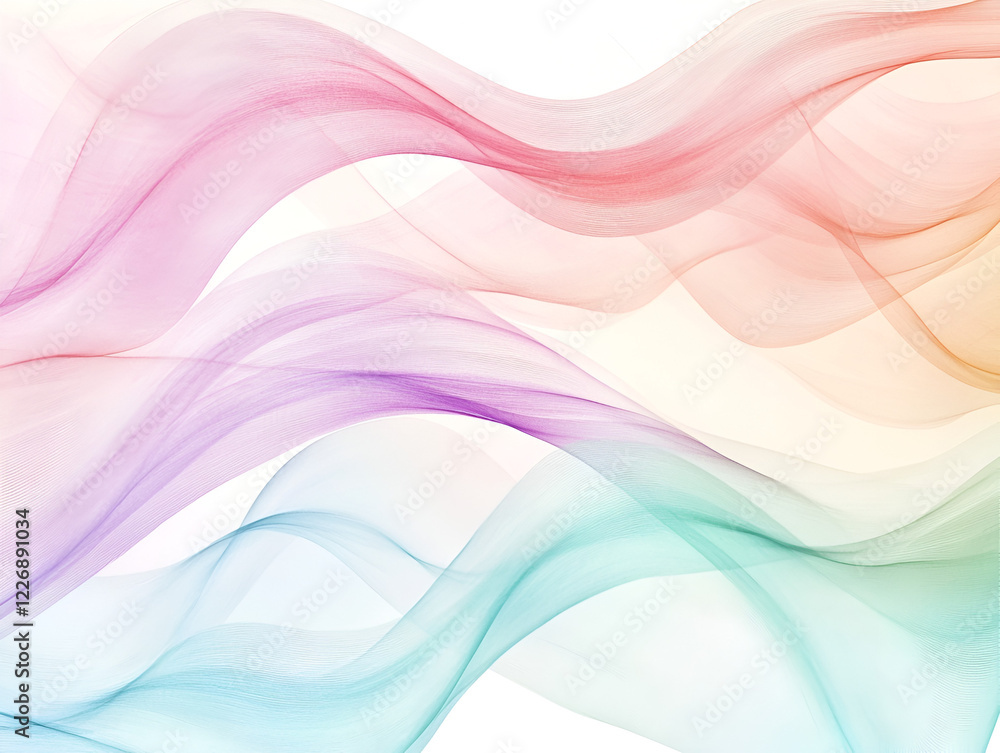Poster abstract flow: an ethereal abstract background featuring flowing, translucent ribbons of soft pastel