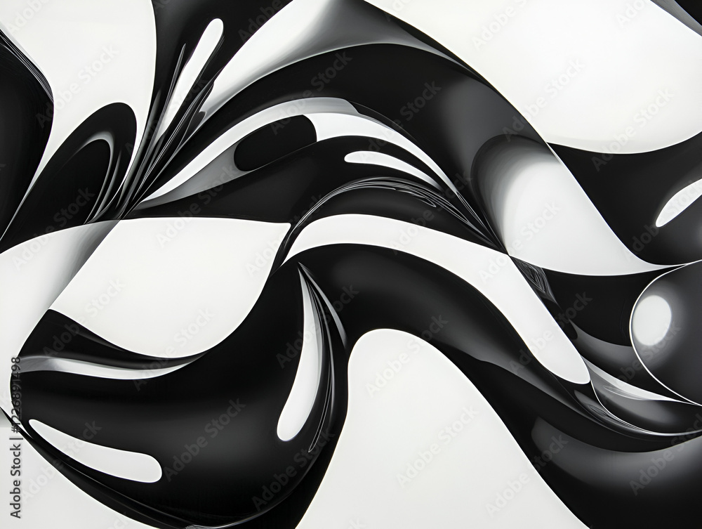 Poster abstract monochrome swirl: a mesmerizing abstract image featuring a dynamic interplay of black and w