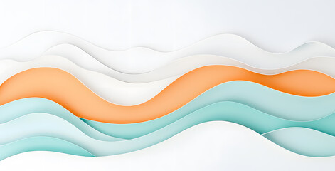Obraz premium Landscape with mountains and sea waves in paper cut style