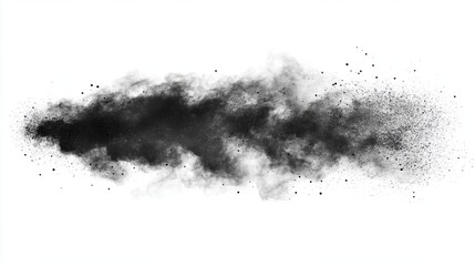 Black Smoke Explosion on White Background Creating Artistic Texture