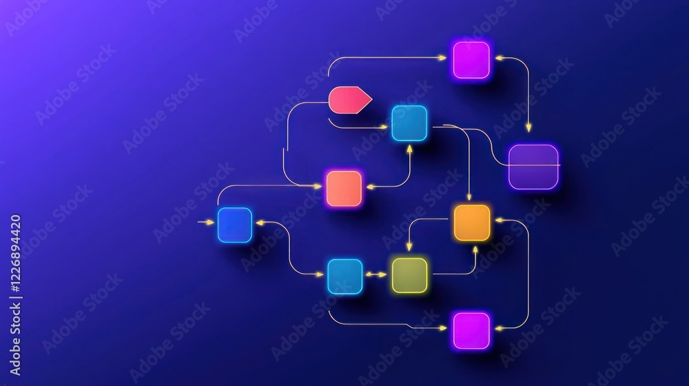 Aufkleber abstract colorful network flowchart