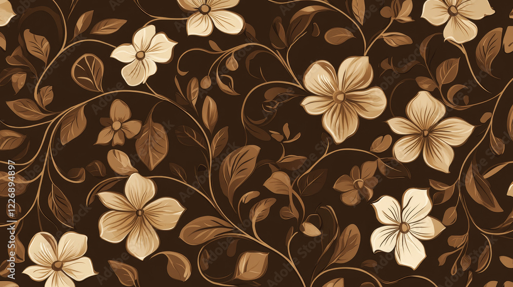 Poster brown flowers pattern for design as a background. vector version also available in gallery