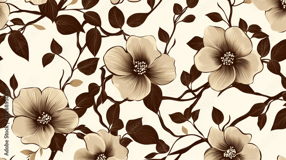 Poster brown flowers pattern for design as a background. vector version also available in gallery