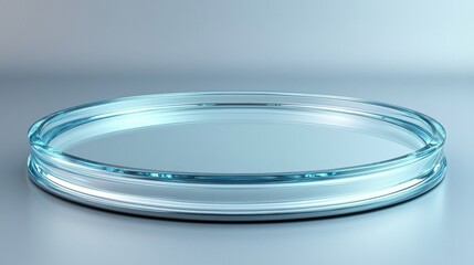 Transparent Glass Dish with Smooth Edges on Subtle Blue Background