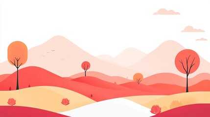 Obraz premium A clean, abstract landscape of mountains and trees, reduced to gradients. picture