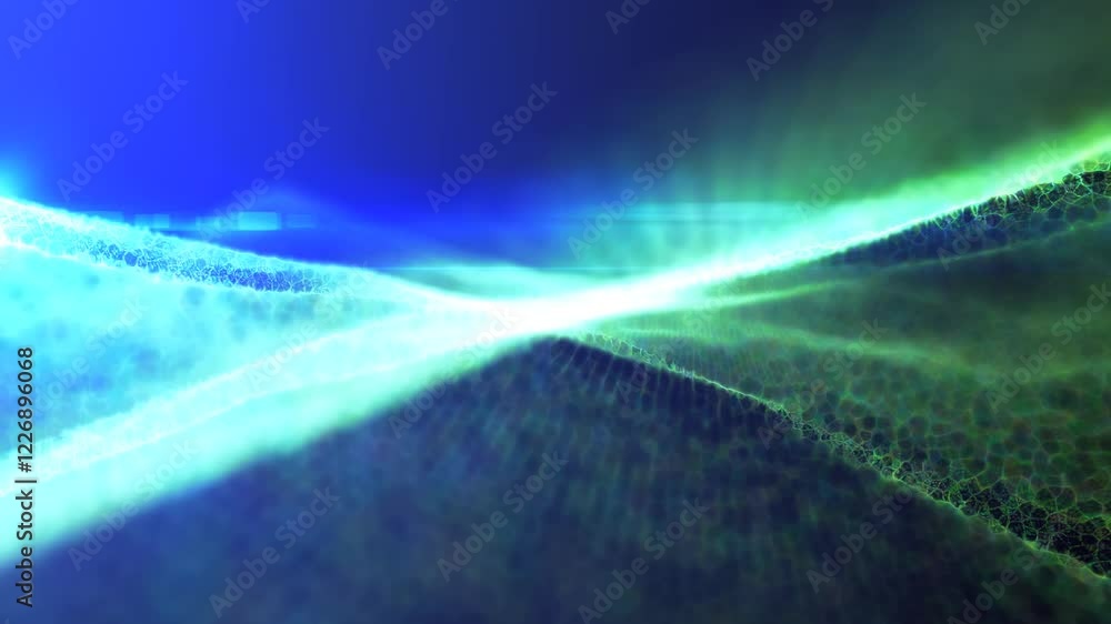 Poster green digital wave pattern, abstract and futuristic with a smooth, flowing appearance, ideal for mod