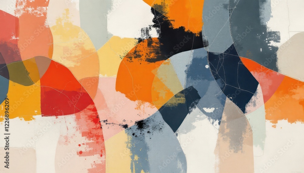 Aufkleber abstract colorful geometric pattern with vibrant overlapping shapes and textures
