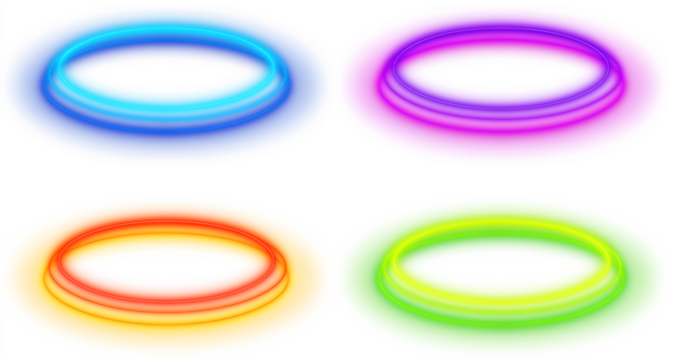 Colorful shiny neon halo frames with vibrant color and luminous effect for highlighting elements and decorating abstract design