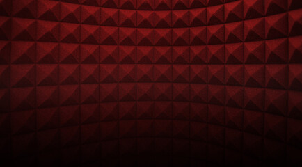 recording studio acoustic foam with red lighting