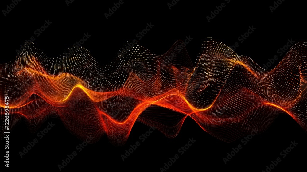 Aufkleber abstract glowing waveform pattern on a dark background with a fiery look