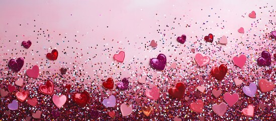 Valentine's Day card with cute hearts icon symbol