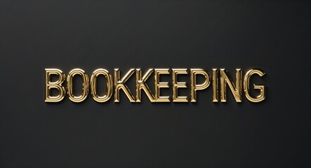 Obraz premium bookkeeping word gold metallic shiny lettering on plain black background