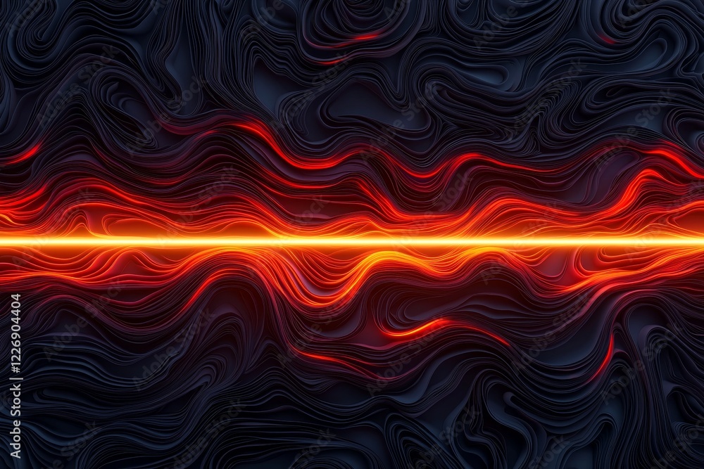 Poster focus on direction efficiency concept. abstract waves with a glowing red line against a dark backgro