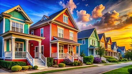 Fototapeta premium African American Architecture, Vibrant Housing, Modern Design, Architectural Photography