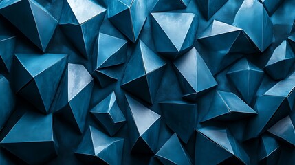 Abstract Blue Geometric Crystalline Structure