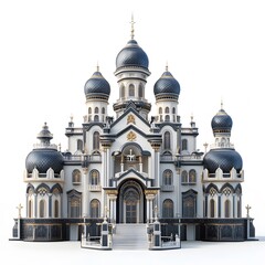 Obraz premium Beautiful and magnificent 3D cartoon palace, on a white background, generative AI