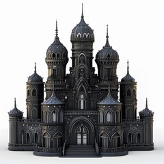 Fototapeta premium Beautiful and magnificent 3D cartoon palace, on a white background, generative AI