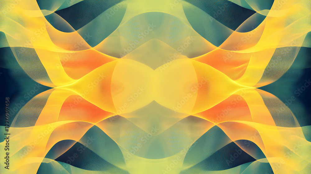 Poster vibrant yellow waves create an abstract expression of flowing movement and energy. generative ai