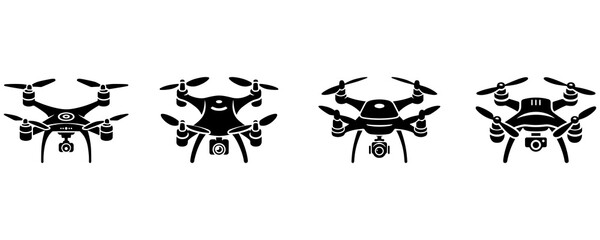 silhouette Drone vector illustration art with white background. Generative AI
