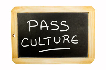 Obraz premium les mots Pass Culture écrit en français sur une ardoise