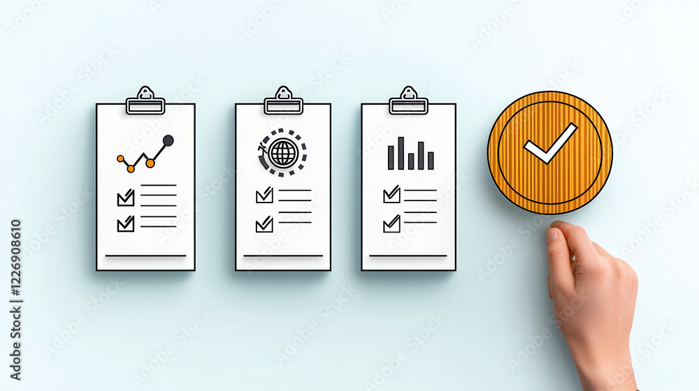 Poster efficient task management with checklists and progress indicators. visual representation of organiza