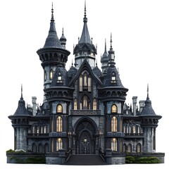 Fototapeta premium Beautiful and magnificent 3D cartoon palace, on a white background, generative AI