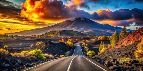 Etna Road Scenic Beauty, Dramatic Landscape