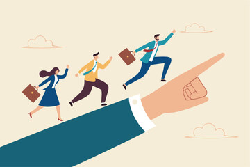 Leadership to lead team members, business direction to achieve goal or target, teamwork to success in work