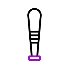 Baseball bat, sports equipment icon, black and purple