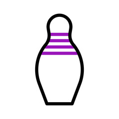 Bowling pin with purple stripes simple drawing