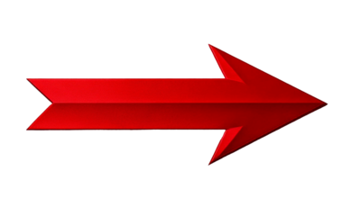 red arrow PNG format, isolated graphic, transparent white background, realistic details, high resolution, perfect for design projects, branding, advertising, packaging, presentations, and digital, web