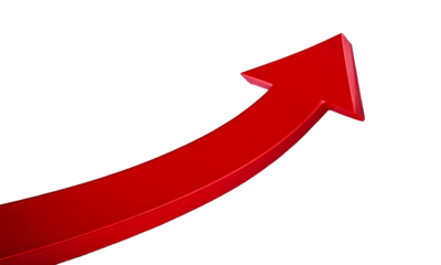 red arrow PNG format, isolated graphic, transparent white background, realistic details, high resolution, perfect for design projects, branding, advertising, packaging, presentations, and digital, web