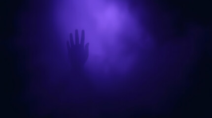 A captivating background featuring a grainy purple texture fading from light to dark with a hand shadow showing horror effect , Perfect for modern and creative projects seeking a retro touch 