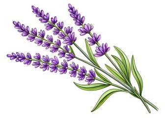 Obraz premium Hand Drawn Lavender Branch Outline - Artistic Botanical Illustration