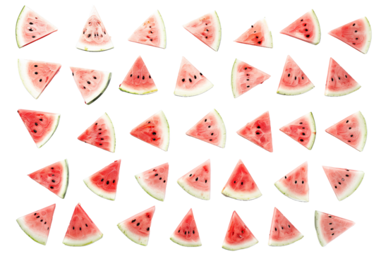 Colorful Watermelon Slices Arranged in Triangles on a Transparent Background for Fresh Summer Vibes