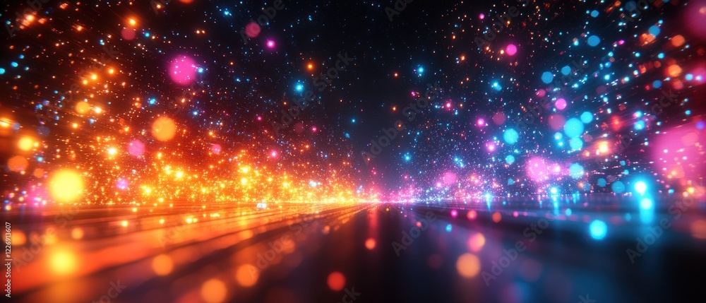 Poster abstract light patterns with colorful bokeh effects