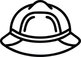 minimalist icon, hard hat, construction helmet, safety gear, black and white outline, simple graphic design, vector style, industrial symbol, protective equipment, clean lines, bold stroke, monochrome
