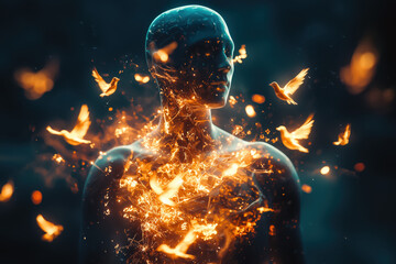 Inner fire ignites, souls take flight. A transformative journey begins.