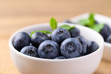 Blueberries in white bowl, Healthy fruit, Food ingredient