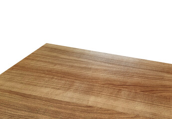 top view of wooden table top showing corner of table isolated on background with clipping path....