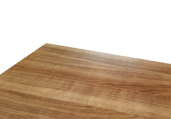top view of wooden table top showing corner of table isolated on background with clipping path. wood texture table background. wooden table surface for product display. empty counter.